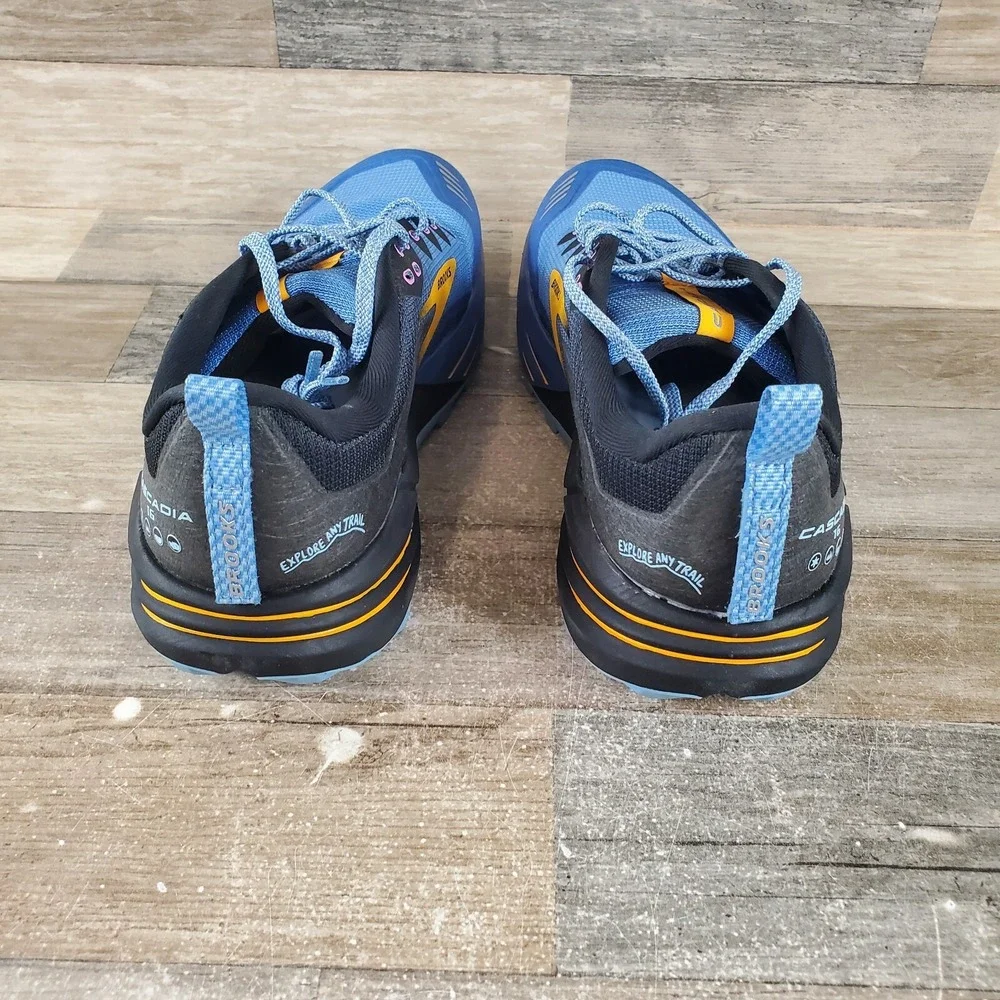 Brooks Cascadia 16 Womens Shoes Sz 11.5 B Running Blue Black Yellow Sneakers